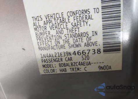 2009 Nissan Altima 2.5 S из США, поврежденный, VIN 1N4AL21E39N466738